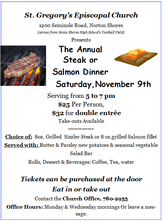 steak and salmon dinner flyer